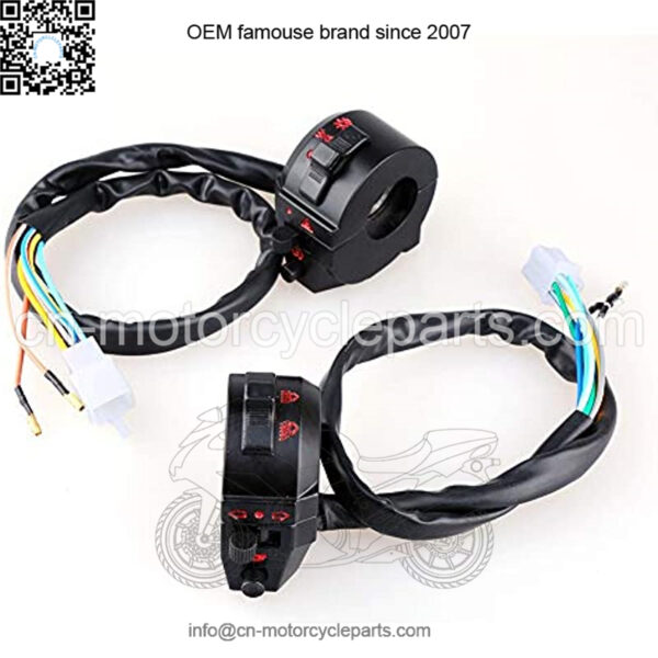 7/8" 22mm Pair Motorcycle Handlebar Switch 12V Handlebar Horn High/Low Beam Turn Signal Switch Control for Motorbike - Left & Right - Image 3