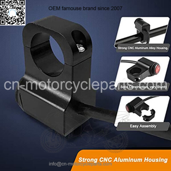 Motorcycle Handlebar Switch ATV Handlebar Light Switch 12V CNC Aluminium Alloy Push Botton Waterproof Switches for Motorcycle Light Bike Light Spotlight- Fits 7/8" Handlebars (22mm) - Image 4