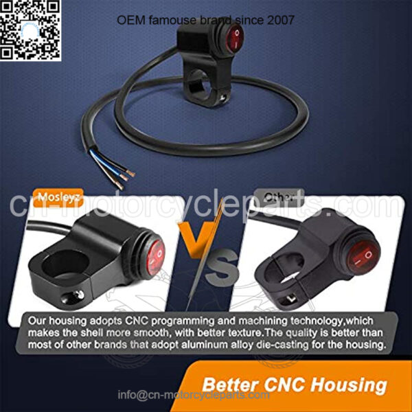 Motorcycle Handlebar Switch ATV Handlebar Light Switch 12V CNC Aluminium Alloy Push Botton Waterproof Switches for Motorcycle Light Bike Light Spotlight- Fits 7/8" Handlebars (22mm) - Image 5
