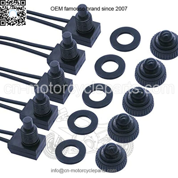 5pcs 12V Waterproof Push Button Switch Wired SPST On-Off Switches Black, Use for RV Motorcycle/Car MXU-kp-107