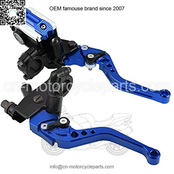 Motorcycle Brake Lever Kit 7/8" 22mm Universal Hydraulic Brake + Clutch Master Cylinder Reservoir Lever Left and Right Modification Metal Brake Clutch Lever Oil Cup (Blue)