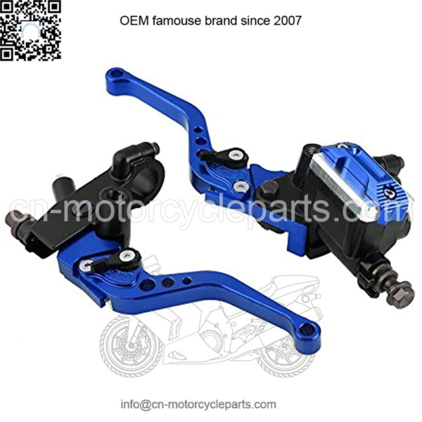 Motorcycle Brake Lever Kit 7/8" 22mm Universal Hydraulic Brake + Clutch Master Cylinder Reservoir Lever Left and Right Modification Metal Brake Clutch Lever Oil Cup (Blue) - Image 4