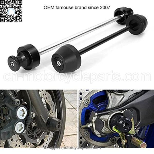 Front and Rear Axle Sliders & Swing Arm Stand Bobbins, Fit for MT-07 2014 2015 2016 2017 2018 2019 2020 2021 & FZ-07 Motorcycle Front and Rear Axle Sliders CNC Aluminum (Black)