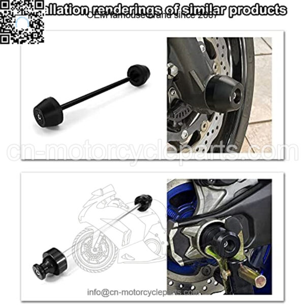 Front and Rear Axle Sliders & Swing Arm Stand Bobbins, Fit for MT-07 2014 2015 2016 2017 2018 2019 2020 2021 & FZ-07 Motorcycle Front and Rear Axle Sliders CNC Aluminum (Black) - Image 2