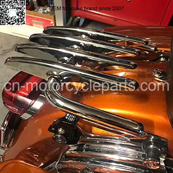 Aluminum Chrome Luggage Rack Compatible for Harley Touring Accessories 2009-2021 Street Glide, Road King, Premium Custom Stealth Detachable Mounting Rack, Two-Up Tour Pack Mounting Bracket Racks - Image 2