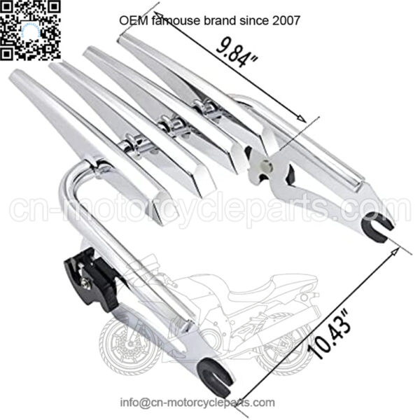 Aluminum Chrome Luggage Rack Compatible for Harley Touring Accessories 2009-2021 Street Glide, Road King, Premium Custom Stealth Detachable Mounting Rack, Two-Up Tour Pack Mounting Bracket Racks - Image 3