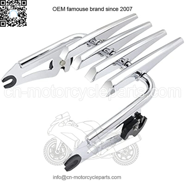Aluminum Chrome Luggage Rack Compatible for Harley Touring Accessories 2009-2021 Street Glide, Road King, Premium Custom Stealth Detachable Mounting Rack, Two-Up Tour Pack Mounting Bracket Racks - Image 4