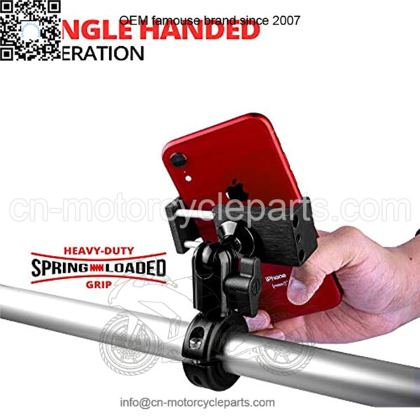Metal Motorcycle Mount for Phone - by TACKFORM [Enduro Series] - NO Slings Needed. Rock Solid Holder Compatible with Regular and Plus Sized iPhone and Samsung Devices. Industrial Spring Grip - Image 2