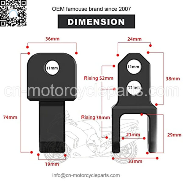 M10 Motorcycle Universal Rear Shock Absorber Riser Heightening Device Pad Black - Image 3