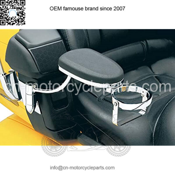 8991 Motorcycle Accessory: Swing-Out Padded Passenger Armrests with Drink/Cup Holder for 2001-17 Honda Gold Wing GL1800 Motorcycles, Chrome