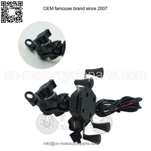 Motorcycle mobile phone bracket USB charging 12V faucet navigation bracket electric vehicle bicycle X-type mobile phone bracket - Image 5