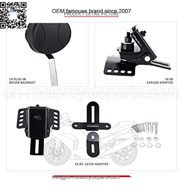 Motorcycle Adjustable Driver Backrest Plug-In Rider Backrest Fit For Harley Davidson Touring Electra Glide Road Glide Street Glide Road King (Harley Davidson) - Image 3