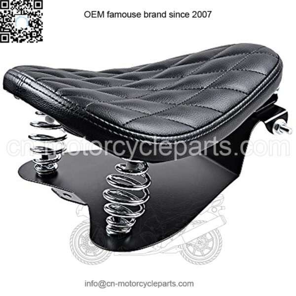 Motorcycle 3" Synthetic Leather Diamond Solo Seat w/Springs + Sliding T-Bar + Swivel Bracket Mounting Kit