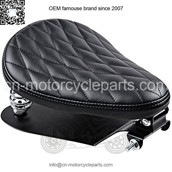 Motorcycle 3" Synthetic Leather Diamond Solo Seat w/Springs + Sliding T-Bar + Swivel Bracket Mounting Kit - Image 4