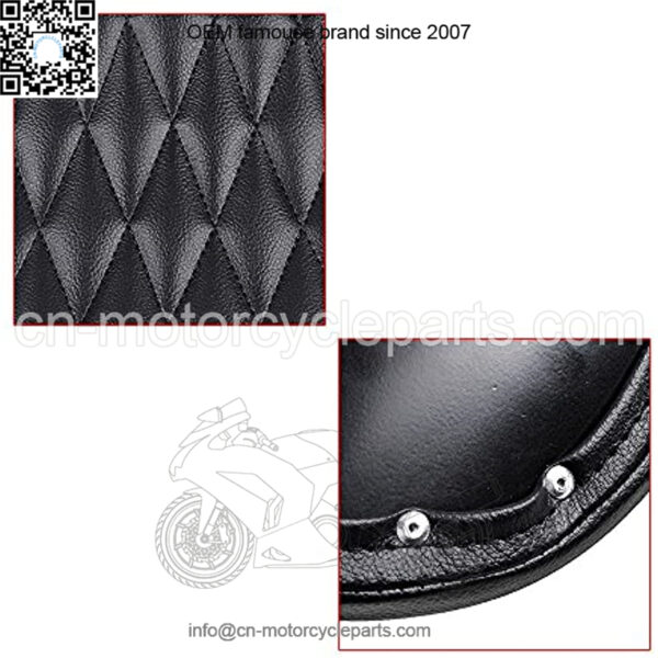 Motorcycle 3" Synthetic Leather Diamond Solo Seat w/Springs + Sliding T-Bar + Swivel Bracket Mounting Kit - Image 5