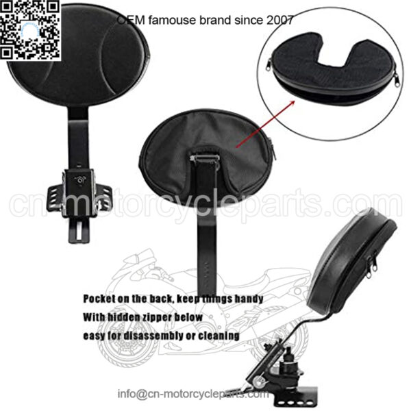 Motorcycle Adjustable Driver Rider Backrest Pad Replacement for 1997-2021 Harley Davidson Touring Models Road King/Street Glide/Road Glide/Electra Glide - Image 3