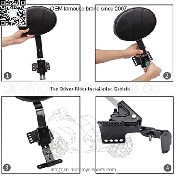 Motorcycle Adjustable Driver Rider Backrest Pad Replacement for 1997-2021 Harley Davidson Touring Models Road King/Street Glide/Road Glide/Electra Glide - Image 5
