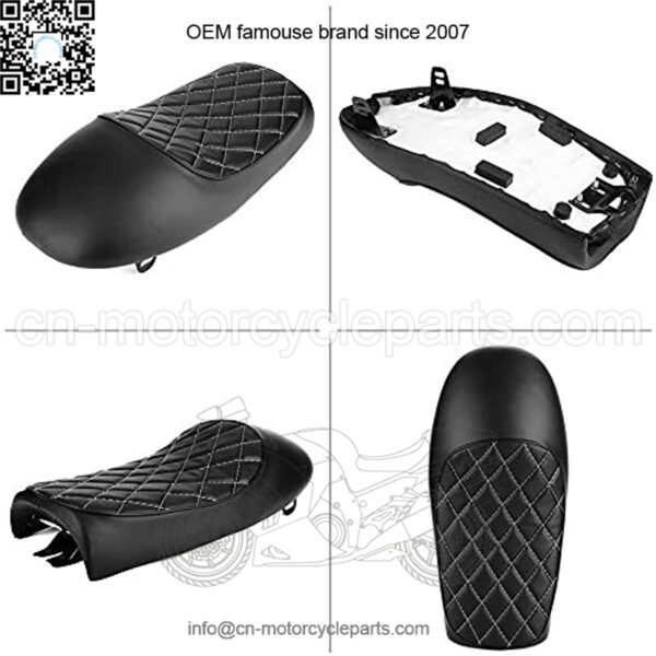 Motorcycle Seat   Motorcycle PU Leather Vintage Cafe Racer Seat Hump Saddle Cushion (black ) - Image 2