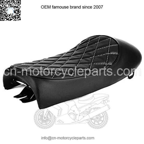 Motorcycle Seat   Motorcycle PU Leather Vintage Cafe Racer Seat Hump Saddle Cushion (black ) - Image 3