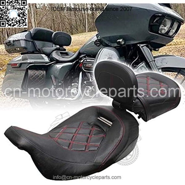 Motorcycle Seat Driver & Passenger Seat with Driver Backrest Pad for Harley Touring CVO Street Glide Road King Special Classic 2009-2020 2019 2015 2016
