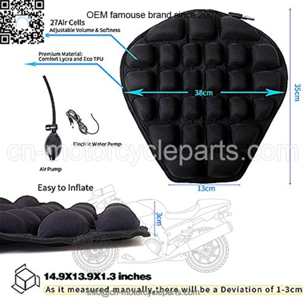 Motorcycle Seat Cushion, Air Fillable Seat Pad, Pressure Relief Motorcycle Cushion for Sport | Cruiser | Touring - Image 2
