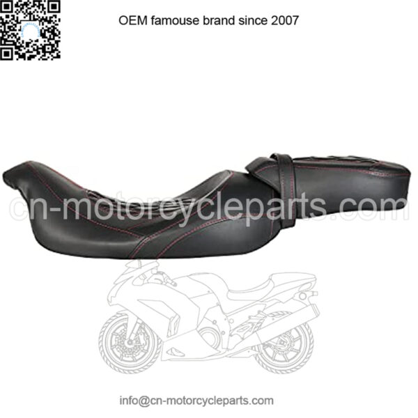 Low-Profile Rider Pillion Passenger Seat Motorcycle Seats for Harley Touring 2009-2021 Road King Road Glide Street Glide [Two Peice Driver & Passenger Seat, Red Stitching ] - Image 4