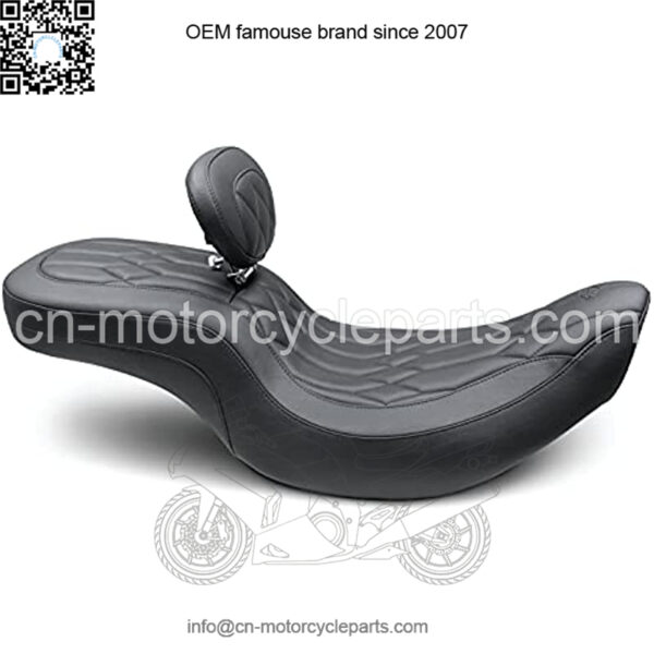 Motorcycle Seats 79666 Wide Tripper One-Piece Seat with Driver Backrest for Indian Chieftain, Chief Classic, Dark Horse, Roadmaster, Springfield & Vintage 2014-'21, Diamond, Black
