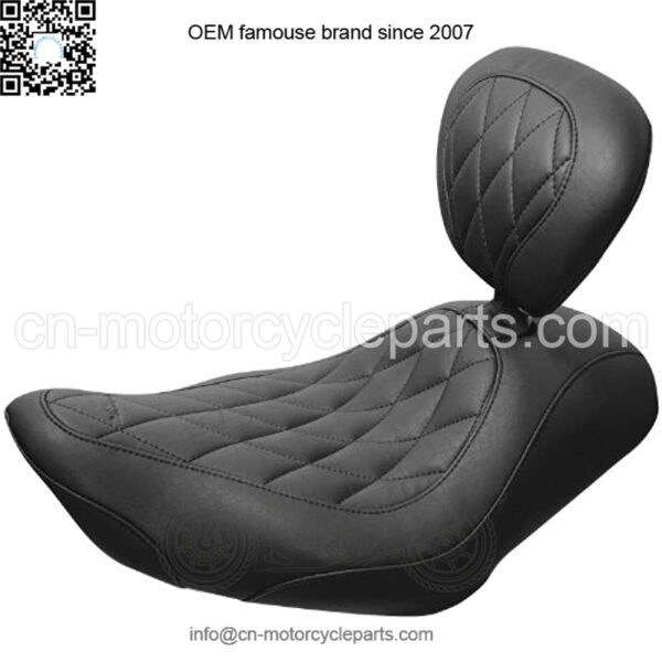 Motorcycle Seats 79694 Wide Tripper Solo Seat with Driver Backrest for Harley-Davidson Road King 1997-'07, Street Glide 2006-'07 & Screamin' Eagle 2000-'01 & 2004-'05, Diamond, Black