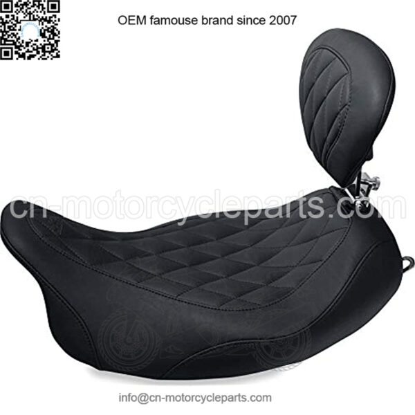 Motorcycle Seats 79725 Wide Tripper Solo Seat with Driver Backrest for Harley-Davidson Electra Glide Standard, Road Glide, Road King & Street Glide 2008-'21, Diamond, Black