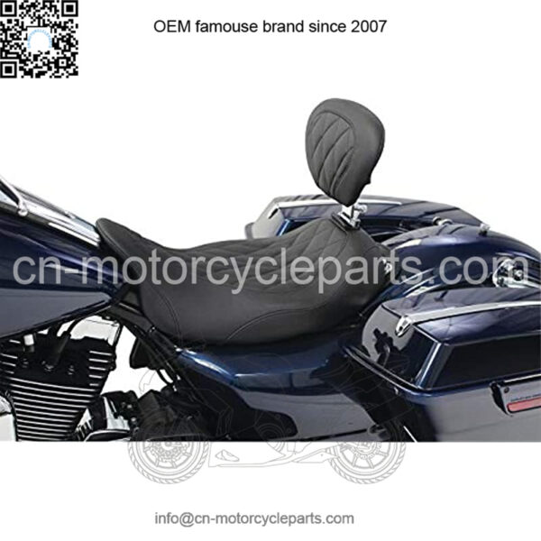 Motorcycle Seats 79725 Wide Tripper Solo Seat with Driver Backrest for Harley-Davidson Electra Glide Standard, Road Glide, Road King & Street Glide 2008-'21, Diamond, Black - Image 2