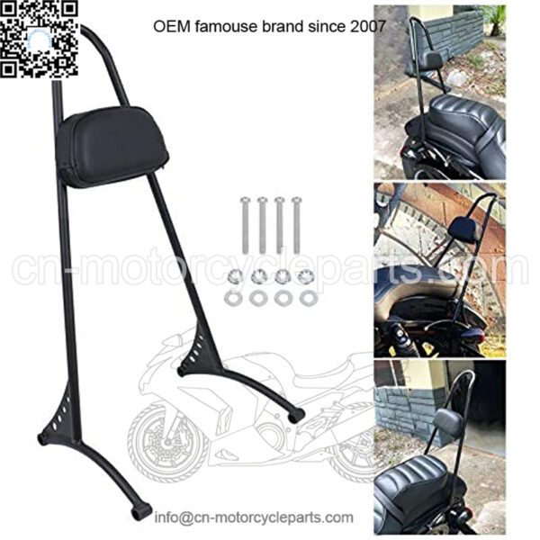 Black 20" Tall Passenger backrest Sissy Bar with Backrest Pad Compatible With 2004-2017 Sportster XL 883 1200 XL Models