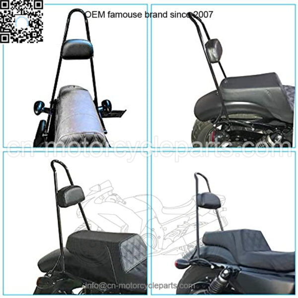 Black 20" Tall Passenger backrest Sissy Bar with Backrest Pad Compatible With 2004-2017 Sportster XL 883 1200 XL Models - Image 2