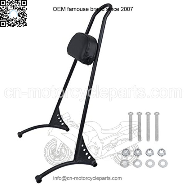 Black 20" Tall Passenger backrest Sissy Bar with Backrest Pad Compatible With 2004-2017 Sportster XL 883 1200 XL Models - Image 3