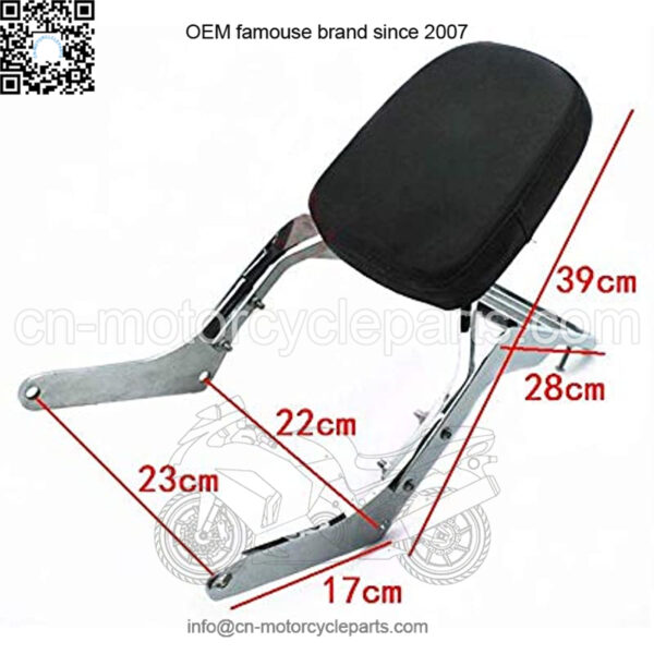 Motorcycle Backrest Sissy Bar+ Luggage Rack Pad Compatible with/Replacement for Honda Rebel 250 CMX 250 CA250 All Year Chrome - Image 3