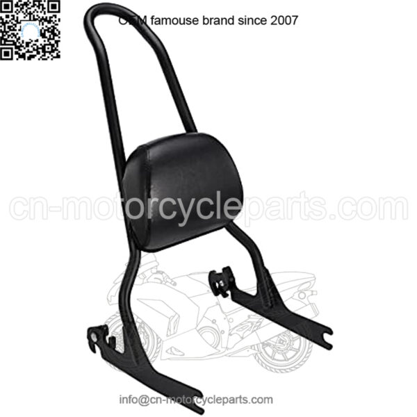 Motorcycle Rear Seat Backrest Passenger Sissy Bar with Detachable Synthetic Leather Pad Universal Fit for 2007-2017 Harley FLSTF FLSTFB Softail Night Train (Black)