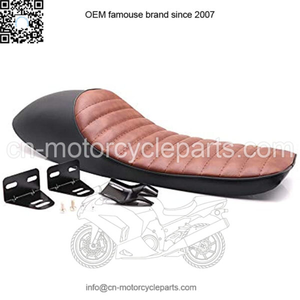 Motorcycle black Brown Hump Brat Seat Cafe Racer Vintage Cushion Saddle For Honda CB Yamaha XJ Suzuki GS BMW R Kawasaki KZ (black&brown)