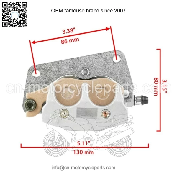 Front Left Right Brake Caliper w/ Pad for Yamaha YFZ 450 YFZ450R YFZ450X 2004-25 - Image 3