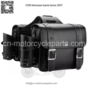 20L Motorcycle PU Leather Throw Over Saddlebags W/Cup Holder For Dyna Sportster