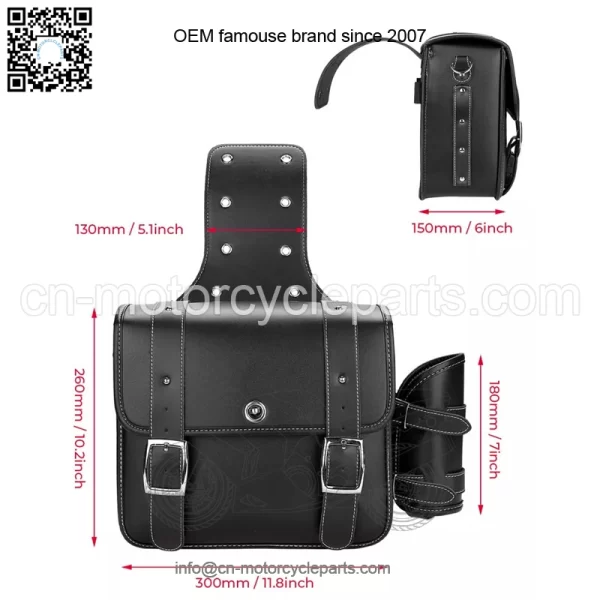 20L Motorcycle PU Leather Throw Over Saddlebags W/Cup Holder For Dyna Sportster - Image 2