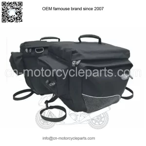 Deluxe Black Throwover Universal Fit Motorcycle Saddlebags 39 Liter Capacity
