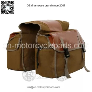 Brown Canvas Motorcycle Side Saddle Bags Panniers Pouch Luggage Storage Tool Bag