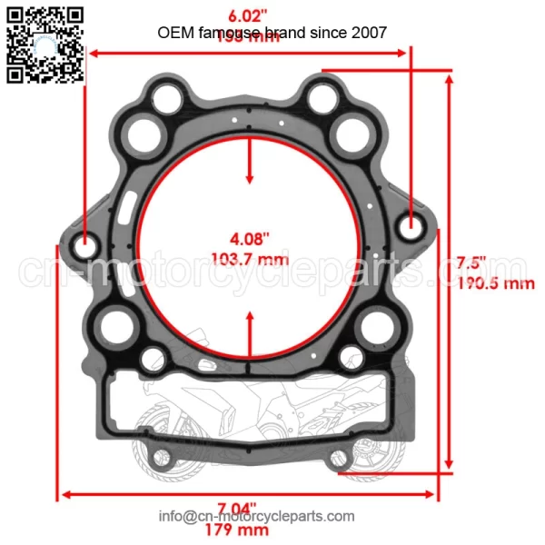 Cylinder Gaskets For Yamaha Grizzly 700 YFM700 2007-2023 3B4-11181-00-00 - Image 2