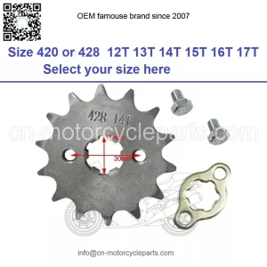Engine Sprocket 17mm Front Chain 420 428 12T 14T 15T 16T 17T Pit Dirt Bike ATV