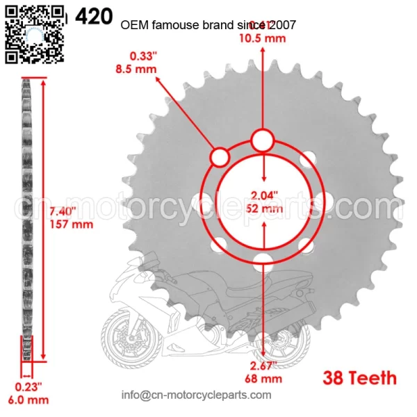 Drive Chain Sprockets For Kawasaki KLX110 2010-2024 42041-0082 13144-1043 - Image 2