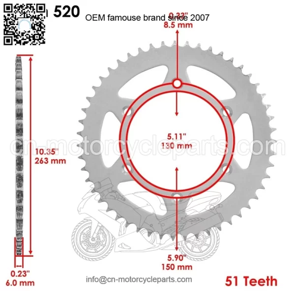 Rear Wheel Chain Sprocket For Yamaha YZ250 2010-2022 / YZ450 2010-2021 - Image 2