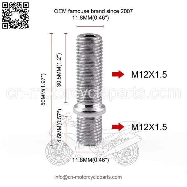 Short 50mm reverse bolt M12*1.5-M12*1.5 - Image 4