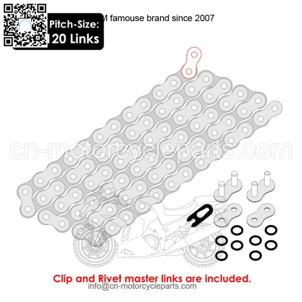 O-Ring Orange Drive Chain for Honda TRX450R 2004 2005 2006 2007 2008 (For: Honda) - Image 2