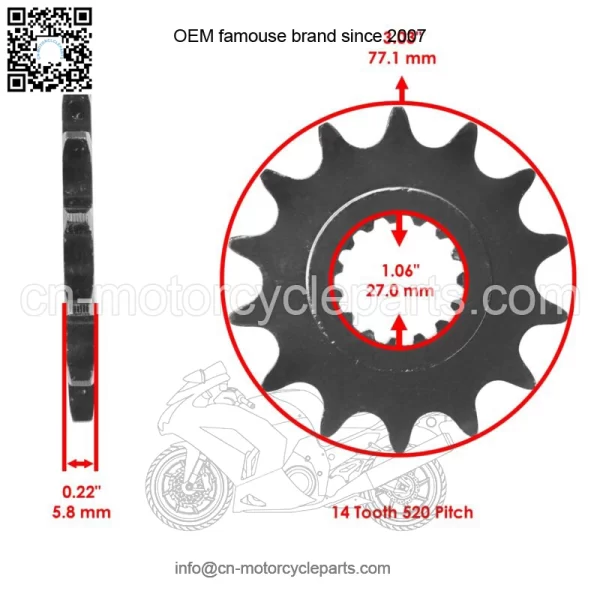 Black O-Ring Drive Chain & Sprockets Kit for Yamaha Raptor 700 YFM700R 2006-16 (For: Yamaha Raptor 700) - Image 3