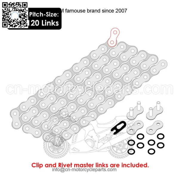 O-Ring Drive Chain for Yamaha Raptor 700 YFM700R Se 2006-2013 Green (For: Yamaha Raptor 700) - Image 2