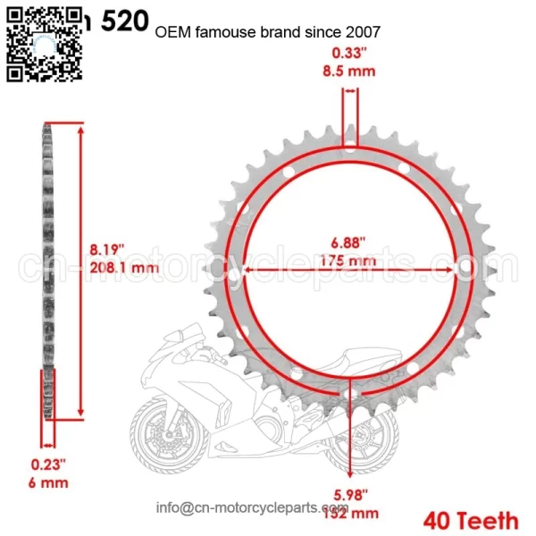 Black O-Ring Drive Chain & Sprockets Kit for Yamaha Blaster 200 YFS200 1988-06 (For: Yamaha YFS200) - Image 3